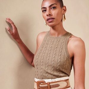 Banana Republic Cavo Cable Knit Merino Tank Top in Tan